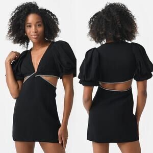 A.L.C. Hazel Mini Cut-Out Dress Size 0 NWT $595 Black Party Rhinestone Sexy